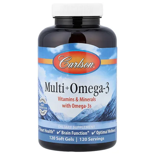Carlson, Suplemento multivitamínico más omega-3, 120 cápsulas blandas