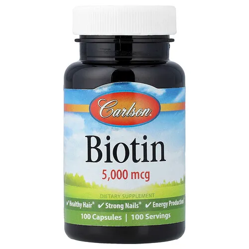 Carlson, Biotina, 5000 mcg, 100 cápsulas