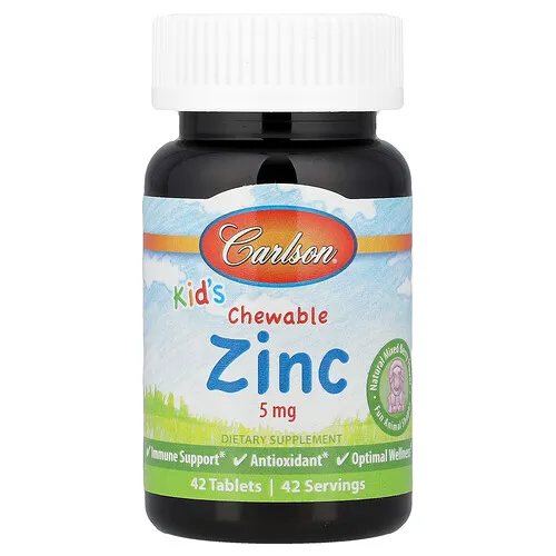 Carlson, Zinc masticable para niños, Bayas mixtas naturales, 5 mg, 42 comprimidos