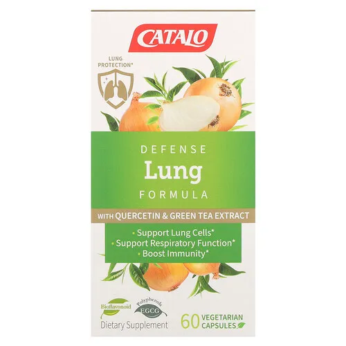 CATALO, Fórmula para la defensa de los pulmones con quercetina y extracto de té verde, 60 cápsulas vegetales