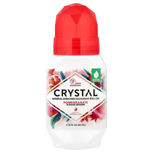 CRYSTAL, Desodorante roll-on enriquecido con minerales, Granada, 66 ml (2,25 oz. líq.)