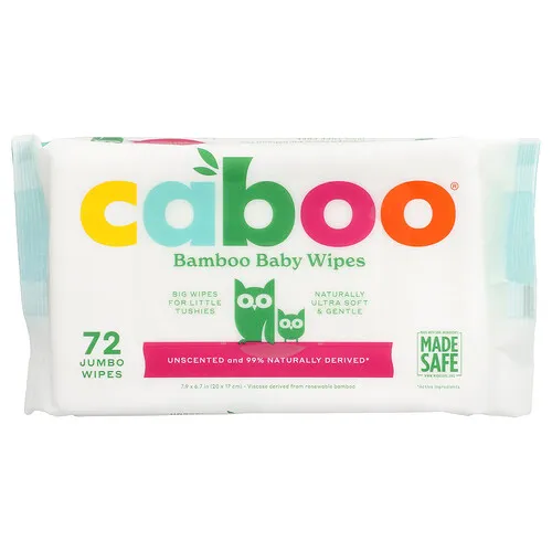 Caboo, Toallitas de bambú para bebés, Sin fragancia`` 72 toallitas gigantes