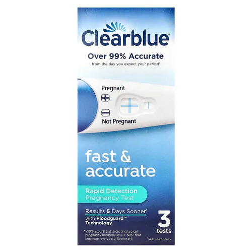 Clearblue, Rápida y precisa, Prueba de embarazo de detección rápida, 3 pruebas