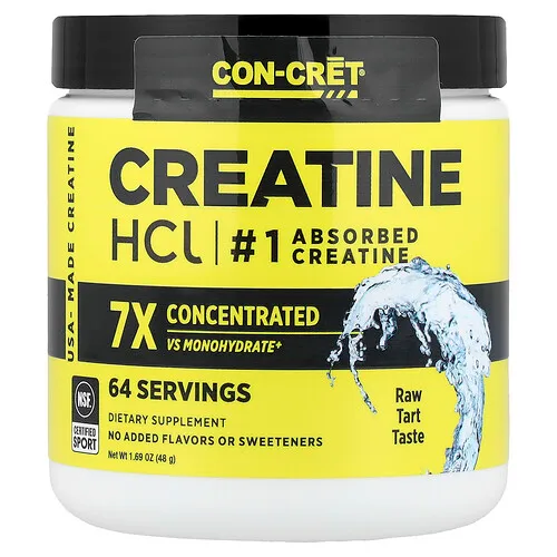 Con-Cret, Clorhidrato de creatina, Tarta cruda, 48 g (1,69 oz)