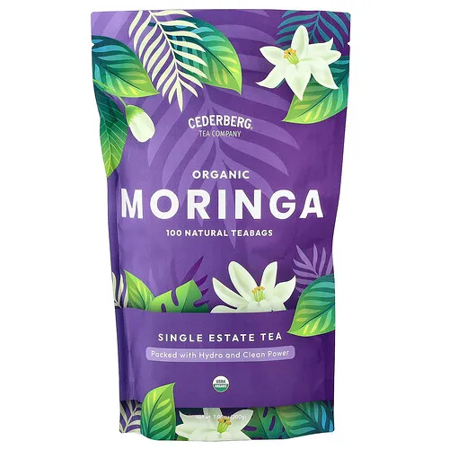 Cederberg Tea Co, Single Estate Tea, Moringa orgánica, Sin cafeína, 100 bolsitas de té natural, 200 g (7,05 oz)