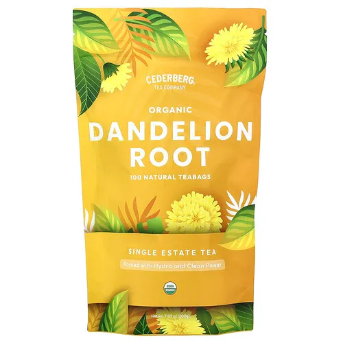 Cederberg Tea Co, Raíz de diente de león orgánico, Sin cafeína, 100 bolsitas de té naturales, 200 g (7,05 oz)