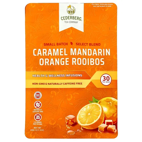 Cederberg Tea Co, Rooibos con caramelo y mandarina, Sin cafeína, 30 bolsitas de té, 60 g (2,1 oz)