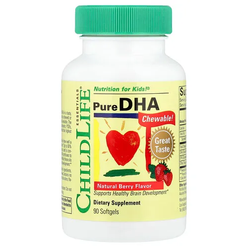 ChildLife Essentials, DHA puro, Sabor natural a bayas, 90 cápsulas blandas