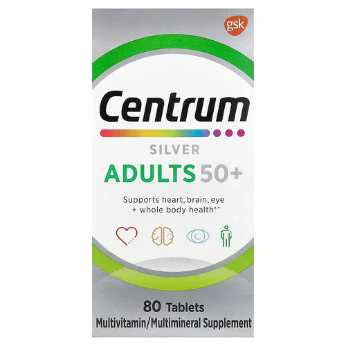 Centrum, Silver, Adultos mayores de 50 años, 80 comprimidos