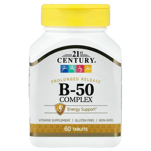 21st Century, Complejo de vitaminas B-50, Liberación prolongada, 60 comprimidos