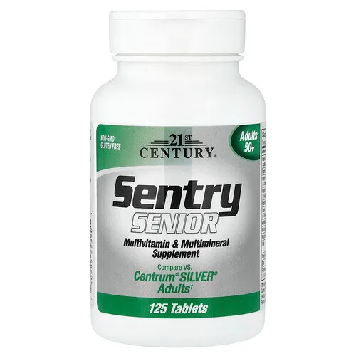 21st Century, Sentry Senior, Suplemento multivitamínico y multimineral, Adultos mayores de 50 años, 125 comprimidos
