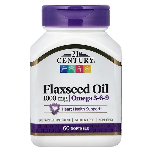 21st Century, Aceite de semilla de lino, 1000 mg, 60 cápsulas blandas