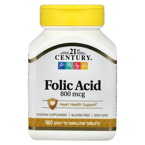 21st Century, Ácido fólico, 800 mcg, 180 comprimidos fáciles de ingerir
