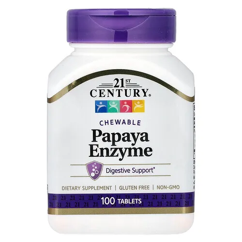 21st Century, Enzimas de papaya masticables, 100 comprimidos