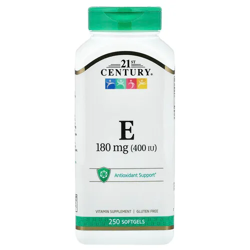 21st Century, Vitamina E, 180 mg (400 UI), 250 cápsulas blandas