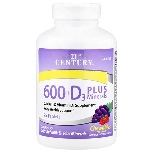 21st Century, Más de 600 vitaminas C3 y minerales, Ponche de frutas, 75 comprimidos