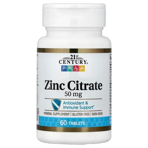 21st Century, Citrato de zinc, 50 mg, 60 comprimidos