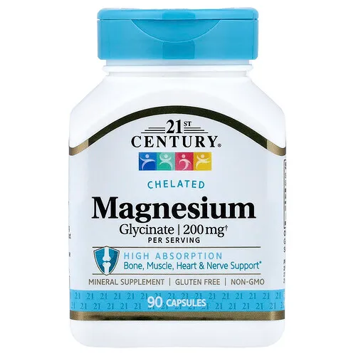 21st Century, Glicinato de magnesio quelado, 90 cápsulas (100 mg por cápsula)