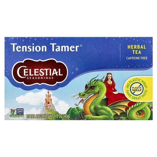Celestial Seasonings, Té de hierbas, Tension Tamer®, Sin cafeína, 20 bolsitas de té, 43 g (1,5 oz)