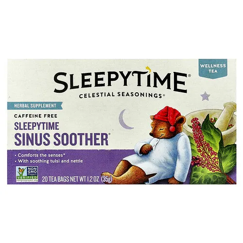 Celestial Seasonings, Wellness Tea, Sleepytime Sinus Soother®, Suavizante sin cafeína, 20 bolsitas de té, 35 g (1,2 oz)
