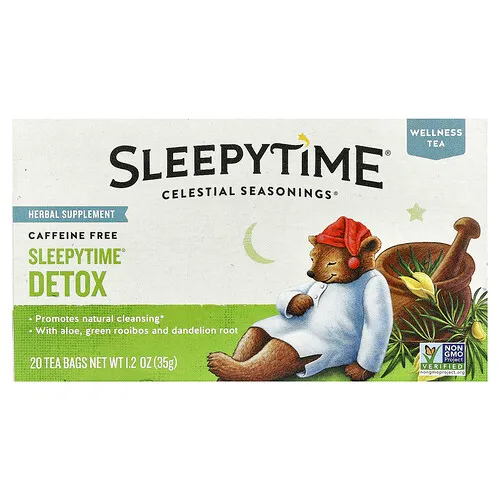 Celestial Seasonings, Té de bienestar, Desintoxicación Sleepytime®, Sin cafeína, 20 bolsitas de té, 35 g (1,2 oz)