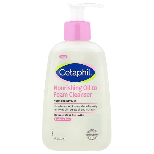 Cetaphil, Agente de limpieza nutritivo que produce espuma, Piel normal a seca, 237 ml (8 oz. líq.)