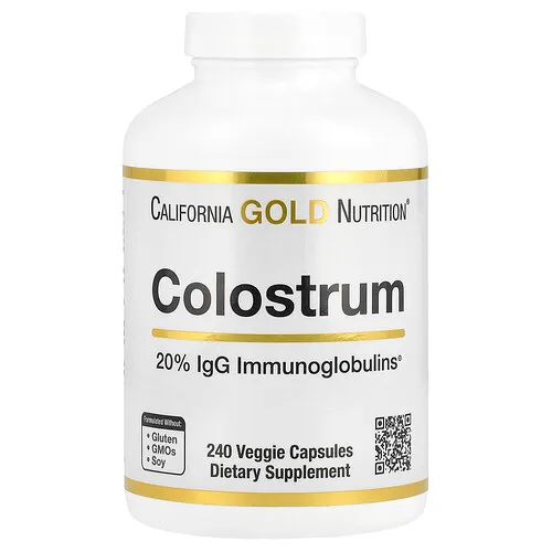 California Gold Nutrition, Calostro con 20 % de inmunoglobulinas IgG, 240 cápsulas vegetales