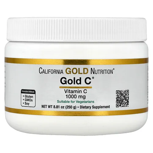 California Gold Nutrition, Gold C® en polvo, Vitamina C verificada por la Farmacopea de EE. UU. (USP), 1000 mg, 250 g (8,81 oz)