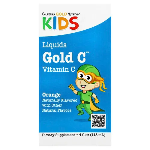 California Gold Nutrition, Kids Gold C™. vitamina C líquida para niños, Sabor a naranja, 118 ml (4 oz. líq.)