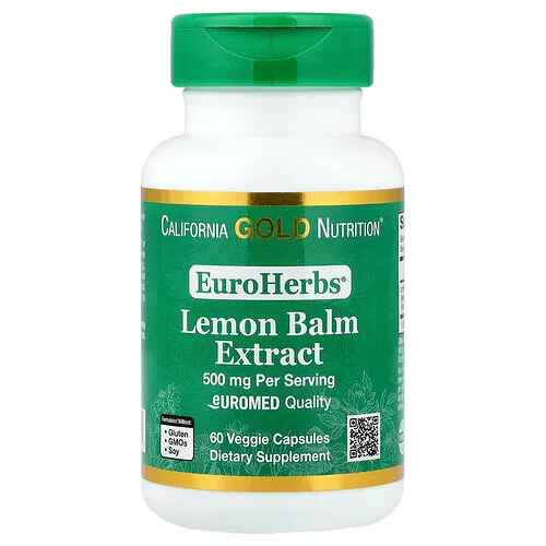 California Gold Nutrition, EuroHerbs™, Extracto de toronjil, Calidad Euromed, 500 mg, 60 cápsulas vegetales