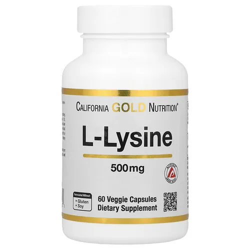 California Gold Nutrition, L-lisina, 500 mg, 60 cápsulas vegetales
