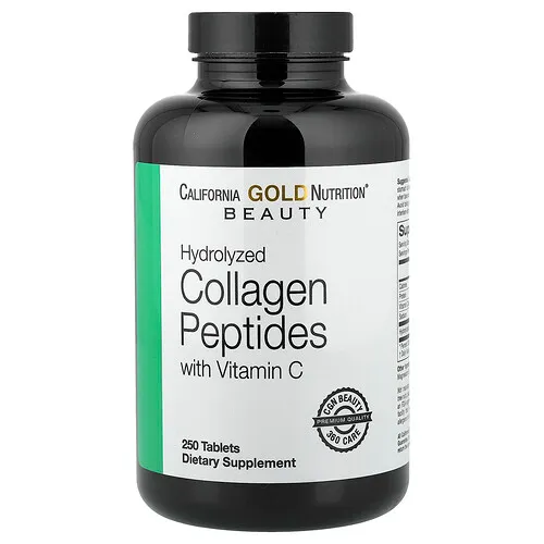 California Gold Nutrition, Péptidos de colágeno hidrolizado, Tipo I y III y vitamina C, 250 comprimidos