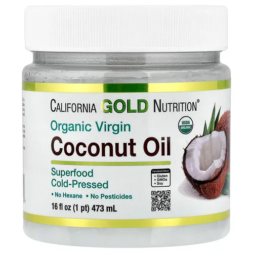 California Gold Nutrition, Superfoods, Aceite de coco extra virgen orgánico prensado en frío, 473 ml (16 oz. líq.)