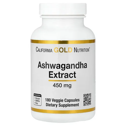 California Gold Nutrition, Ashwagandha, 450 mg, 180 cápsulas vegetales
