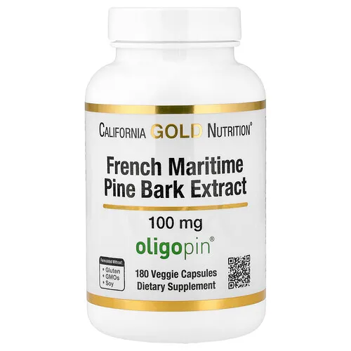 California Gold Nutrition, Extracto de corteza de pino marítimo francés, Oligopin®, 100 mg, 180 cápsulas vegetales