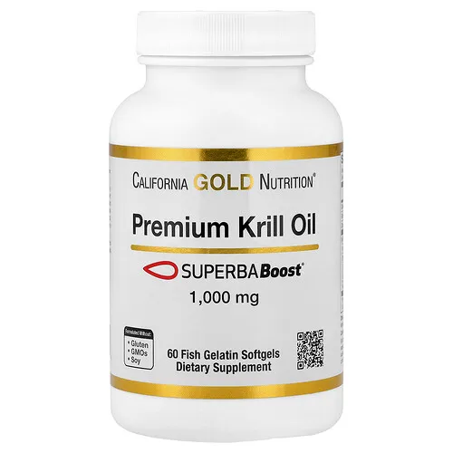 California Gold Nutrition, Aceite de kril prémium con SUPERBABoost, 1000 mg, 60 cápsulas blandas de gelatina de pescado