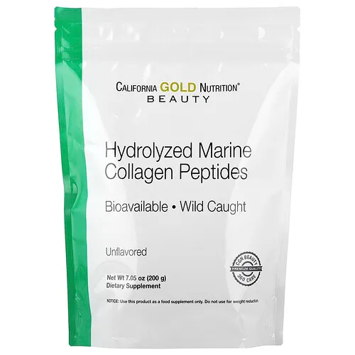 California Gold Nutrition, Péptidos de colágeno marino hidrolizado, Sin sabor, 200 g (7,05 oz)