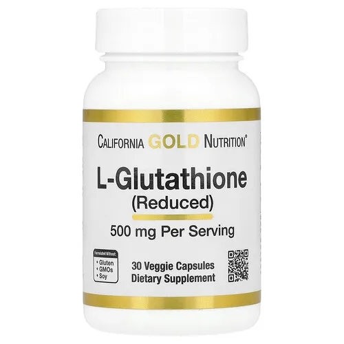 California Gold Nutrition, L-glutatión (reducido), 500 mg, 30 cápsulas vegetales