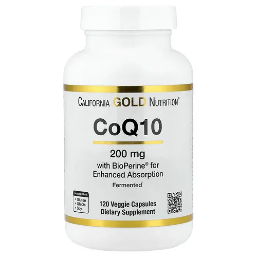 California Gold Nutrition, CoQ10 con extracto de pimienta negra BioPerine®, Biodisponibilidad mejorada, 120 mg, 120 cápsulas vegetales