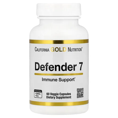 California Gold Nutrition, Protector 7 con vitaminas A, C, D3 y B6, zinc, selenio y beta-glucano, 60 cápsulas vegetales