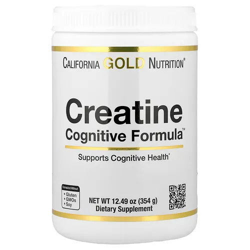 California Gold Nutrition, Creatine Cognitive Formula™, Fórmula con L-leucina, arándano azul, coco y extracto de uva, 354 g (12,49 oz)