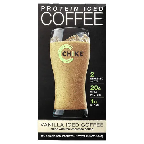 Chike Nutrition, Café helado con proteínas, Vainilla, 12 sobres, 32 g (1,13 oz) cada uno