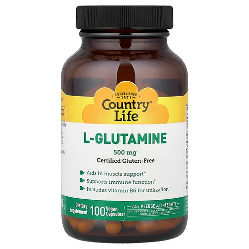 Country Life, L-glutamina, 100 cápsulas veganas