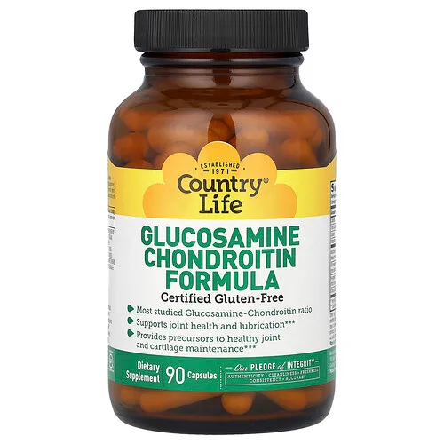 Country Life, Glucosamina y condroitina de fórmula, 90 cápsulas