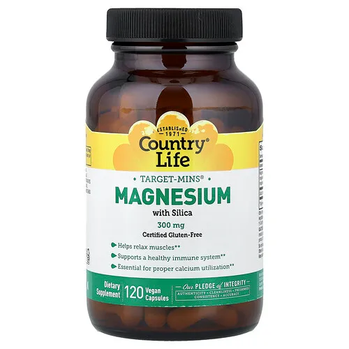 Country Life, Target-Mins®, Magnesio con sílice, 120 cápsulas veganas