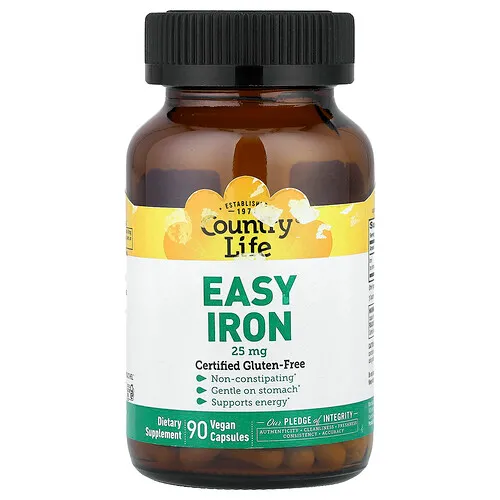 Country Life, Hierro fácil, 25 mg, 90 cápsulas veganas
