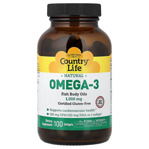 Country Life, Omega-3 natural, 100 cápsulas blandas