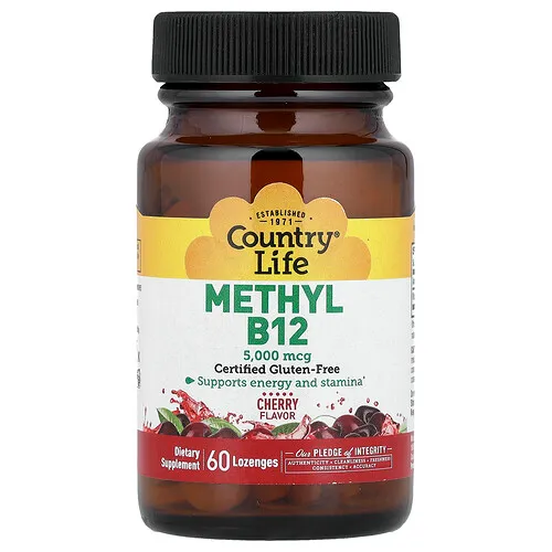 Country Life, Metil B12, Cereza, 5000 mcg, 60 pastillas