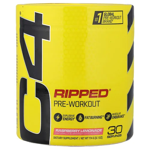 C4 / Cellucor, C4 Ripped®, Suplemento preentrenamiento, Limonada de frambuesa, 174 g (6,1 oz)
