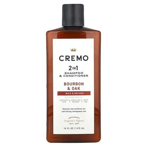 Cremo, Champú y acondicionador 2 en 1, N.º 08, Bourbon y roble, 473 ml (16 oz. líq.)